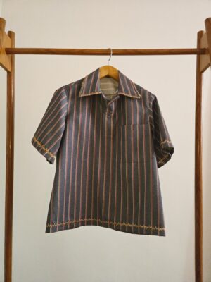 Striped Cotton Denim Polo Shirt