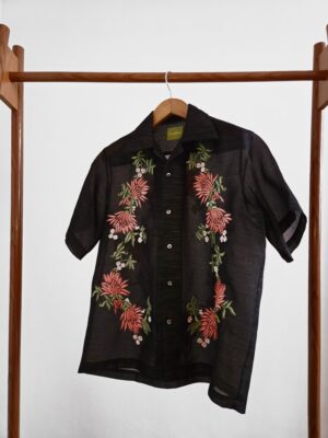 Summer Floral Beaded Organdy Shirt