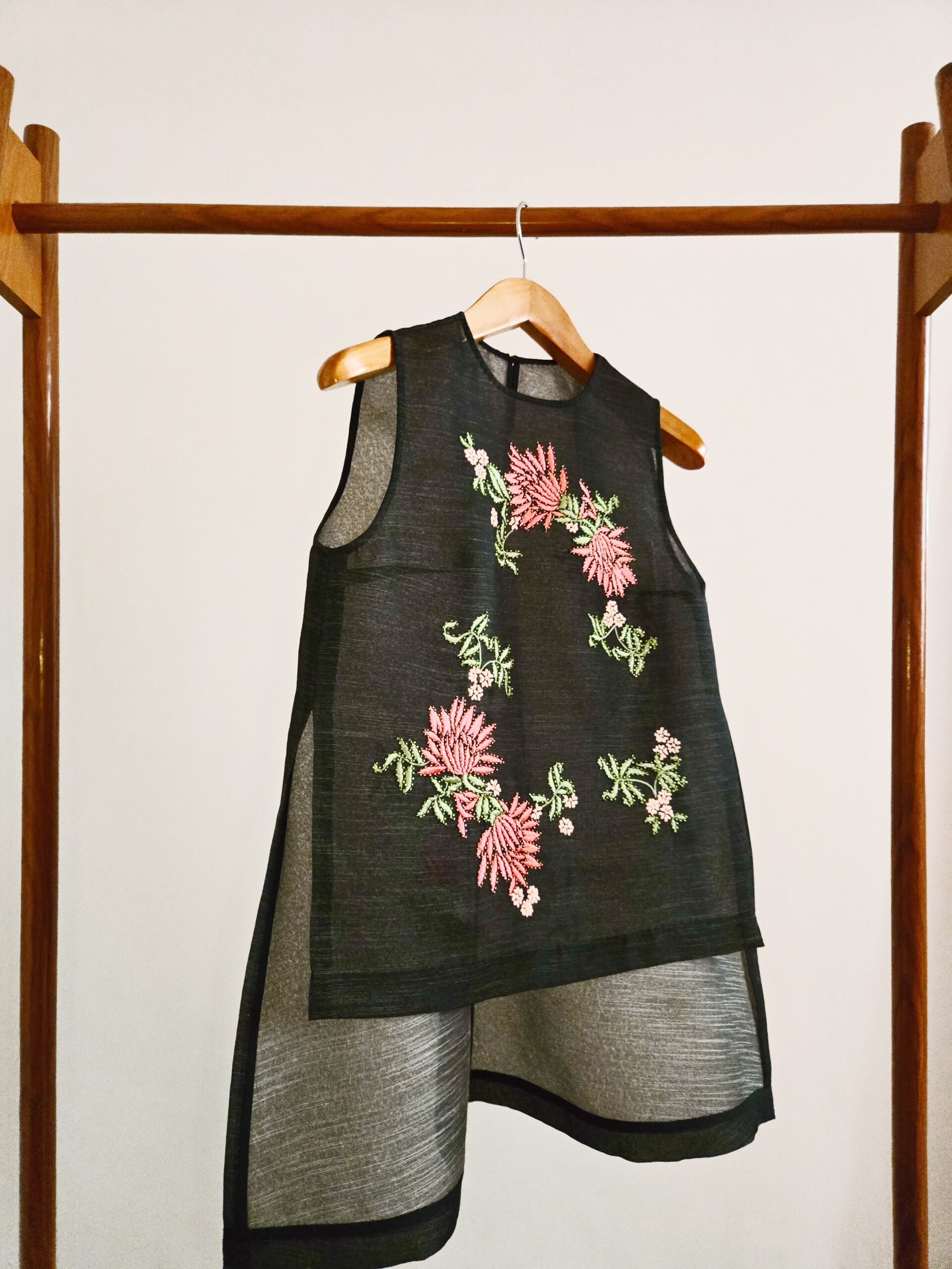 Summer Floral Beaded Organdy Top