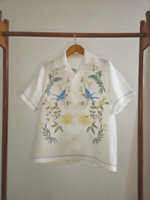 Chinoiserie Linen Shirt - Blue Birds